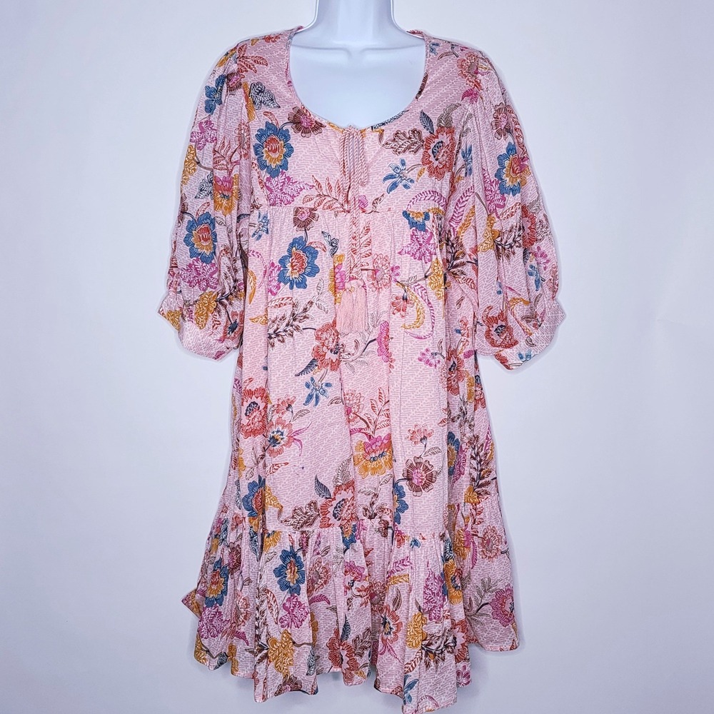 Molly Bracken Pink Loose Fitting Floral Dress Sz. Large